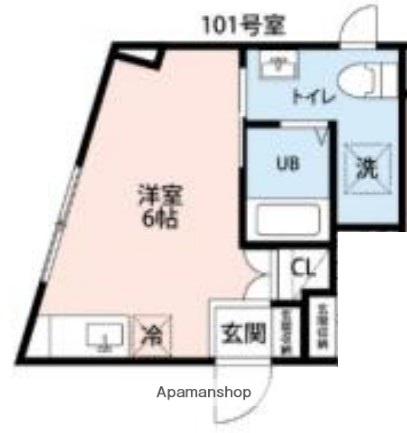 フェリオ小田急相模原(ワンルーム/1階)の間取り写真