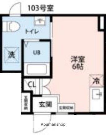 フェリオ小田急相模原(ワンルーム/1階)の間取り写真