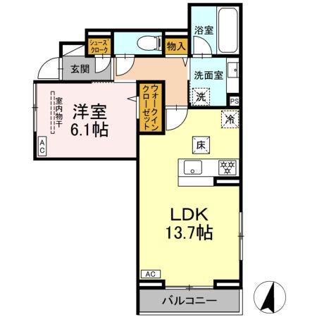 KOMFORTA(1LDK/1階)の間取り写真