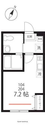 QUIET CRAB HOUSE 三ッ沢上町(1K/2階)の間取り写真