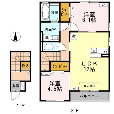 ソレイユ(2LDK/2階)の間取り写真