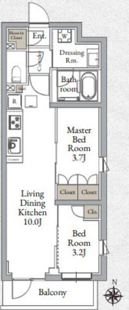 LIVE CASA千鳥町(2LDK/2階)の間取り写真