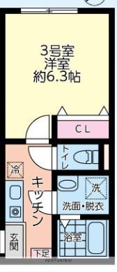 シティハイツ大道(1K/2階)の間取り写真