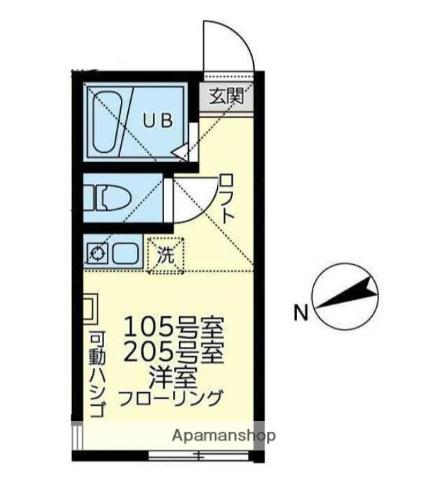 ユナイト白楽ティアーモ(ワンルーム/2階)の間取り写真