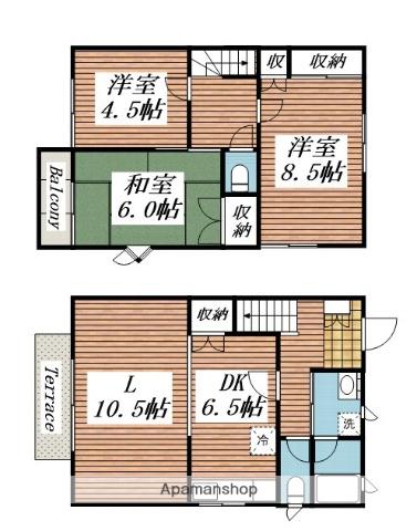 ドルフエハラＣ(3LDK)の間取り写真