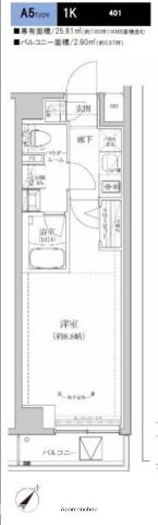 RELUXIA GRANDE 川崎大師公園(1K/4階)の間取り写真