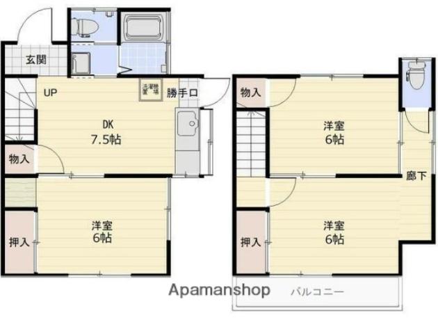 根岸線 本郷台駅 徒歩16分 2階建 築51年(3DK)の間取り写真