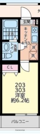 シティハイツ相模台1丁目(1K/2階)の間取り写真
