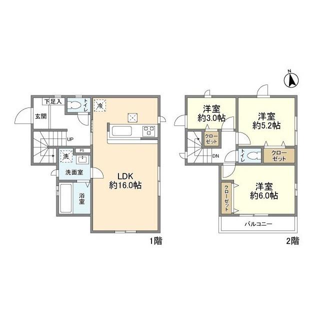 横須賀線 衣笠駅 徒歩22分 2階建 築2年(3LDK)の間取り写真