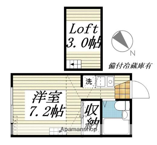 カーサ鵠沼(ワンルーム/1階)の間取り写真