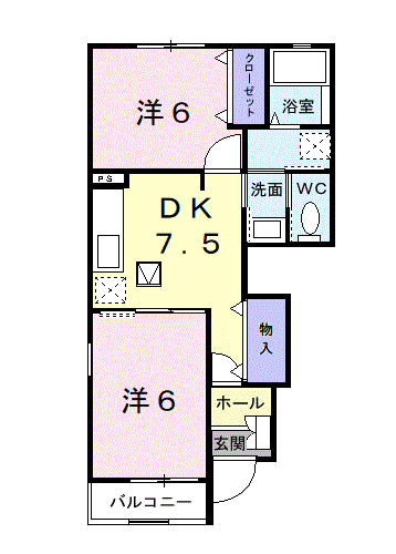 サンステージⅢ(2DK/1階)の間取り写真