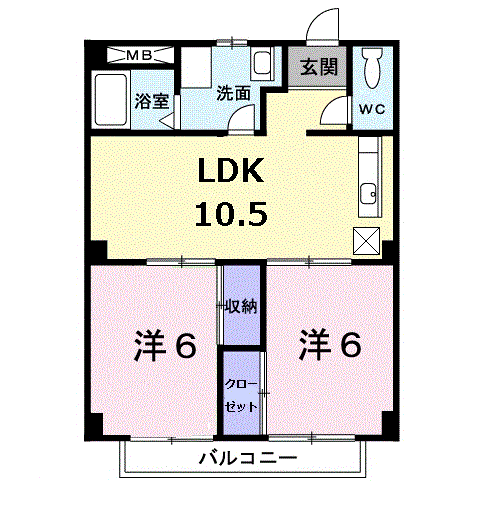 ブルーベリーハウスC(2LDK/2階)の間取り写真