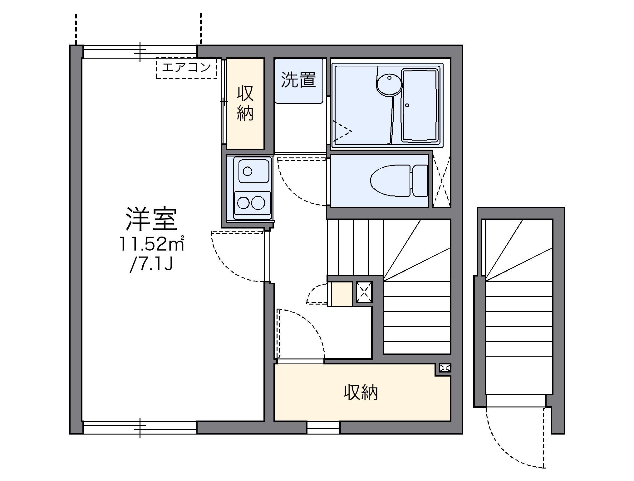 レオネクストカルチェⅡ(1K/2階)の間取り写真