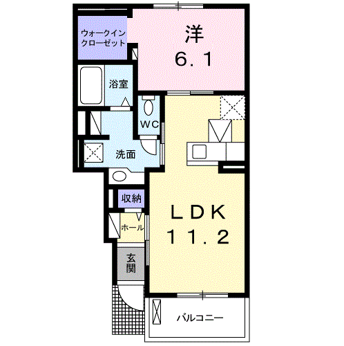 ノースISLAND K(1LDK/1階)の間取り写真