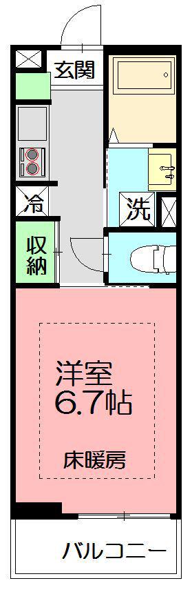 リブリ・鵠沼海岸(1K/1階)の間取り写真