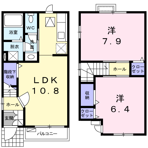 ヴィラウィングスⅠ(2LDK/1階)の間取り写真