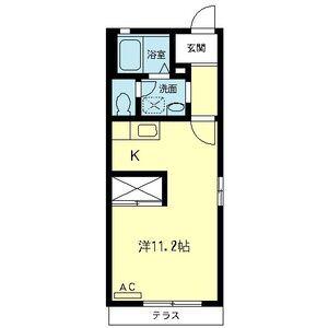 リブェールハイツB(ワンルーム/1階)の間取り写真