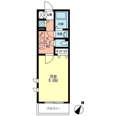シエルグランTOKAI(1K/1階)の間取り写真