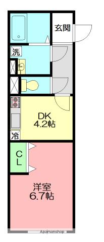 ラメール平塚(1DK/1階)の間取り写真