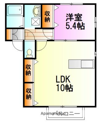 マウナ西大竹(1LDK/1階)の間取り写真