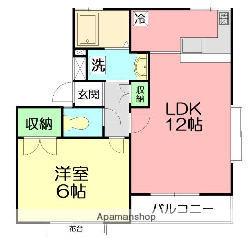秦野ガーデンヒルズ(1LDK/2階)の間取り写真