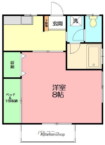 ユニバースヒルTK(1K/2階)の間取り写真