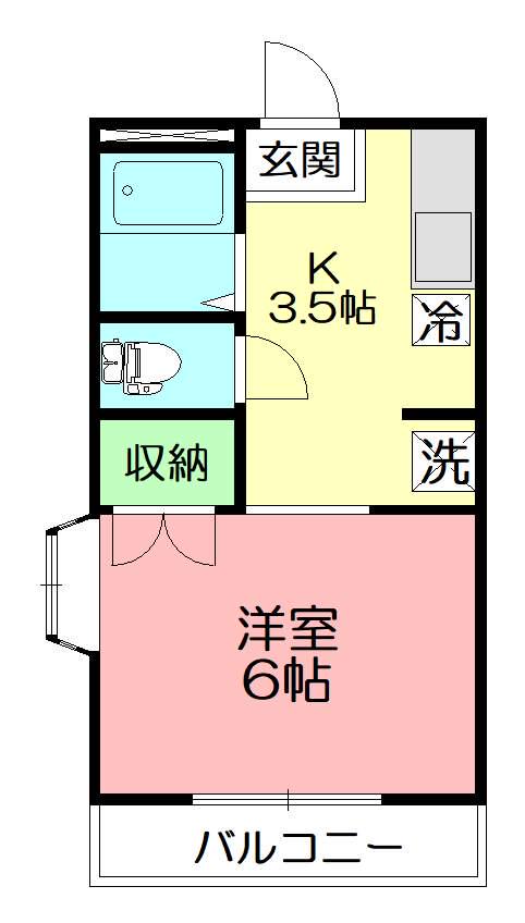 ピュアタウン北矢名(1DK/1階)の間取り写真