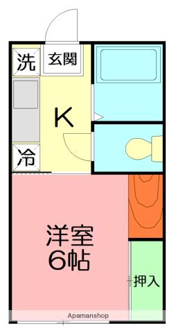 ハウス山王(1K/2階)の間取り写真