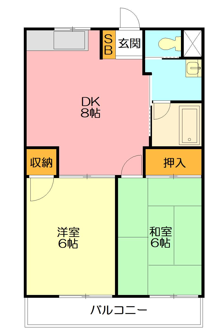 チェリーハイム(2DK/3階)の間取り写真