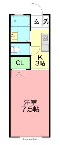 ピアハイツ旭(1K/2階)の間取り写真