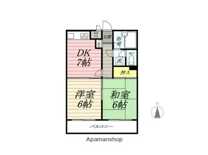 ライオンズマンション平塚第6(2DK/2階)の間取り写真