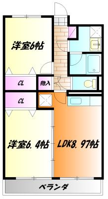 第一ササキ(2LDK/2階)の間取り写真