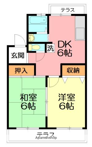 サンライト(2DK/1階)の間取り写真