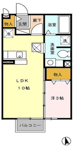 メゾン・ド・コンフォール(1LDK/2階)の間取り写真