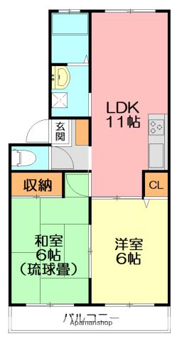 サンハイツ諏訪前(2LDK/2階)の間取り写真