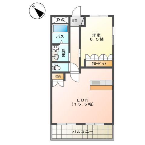 スカイヒルズ(1LDK/3階)の間取り写真