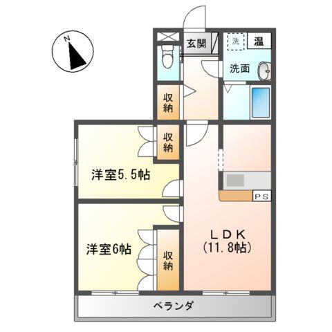 アバンテS(2LDK/2階)の間取り写真