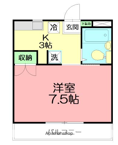 ロイヤルハイツ3(1K/3階)の間取り写真