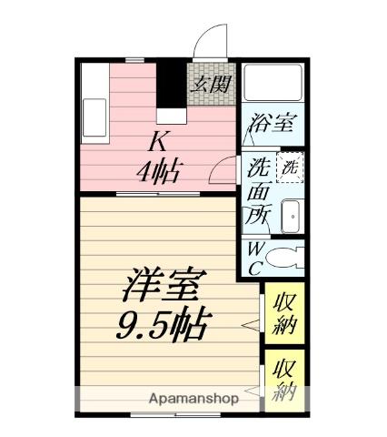 ピュアコート・すみれ(1K/1階)の間取り写真