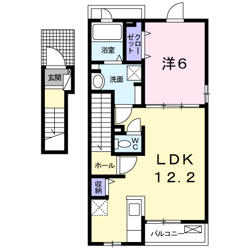 グラース メゾン(1LDK/2階)の間取り写真