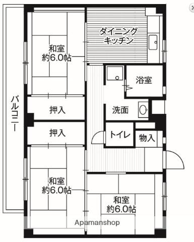 ビレッジハウス二宮2号棟(3DK/1階)の間取り写真