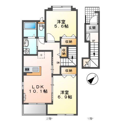 セレーノコトー(2LDK/2階)の間取り写真