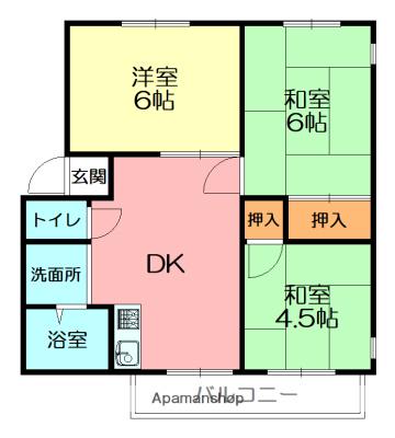 サープラス伊勢原PⅢ(3DK/1階)の間取り写真