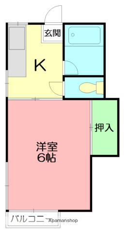 コーポさつき(1K/2階)の間取り写真