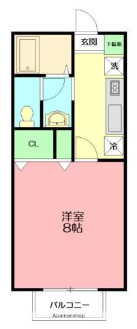アムール(1K/2階)の間取り写真