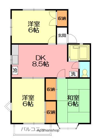 ダイヤビレッジ(3DK/2階)の間取り写真