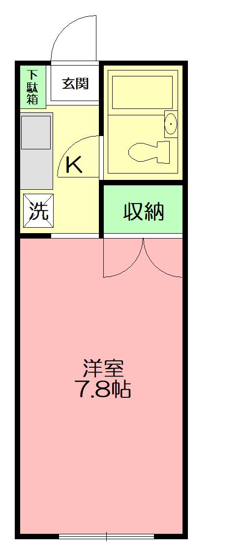 ハイツスバル(ワンルーム/2階)の間取り写真