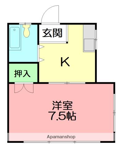 小澤ハイツ(ワンルーム/2階)の間取り写真
