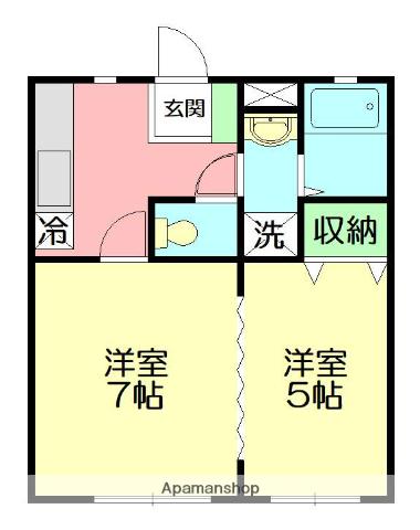 ハウスA(2K/1階)の間取り写真