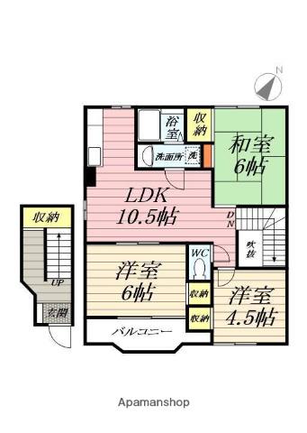 フレイジェⅠ(3LDK/2階)の間取り写真